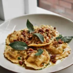 Pumpkin Ravioli with Pecan Crumble