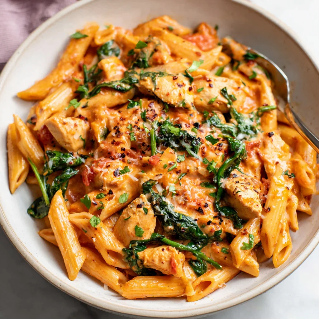 Tomato Spinach Chicken Pasta: A Creamy, Comforting Delight