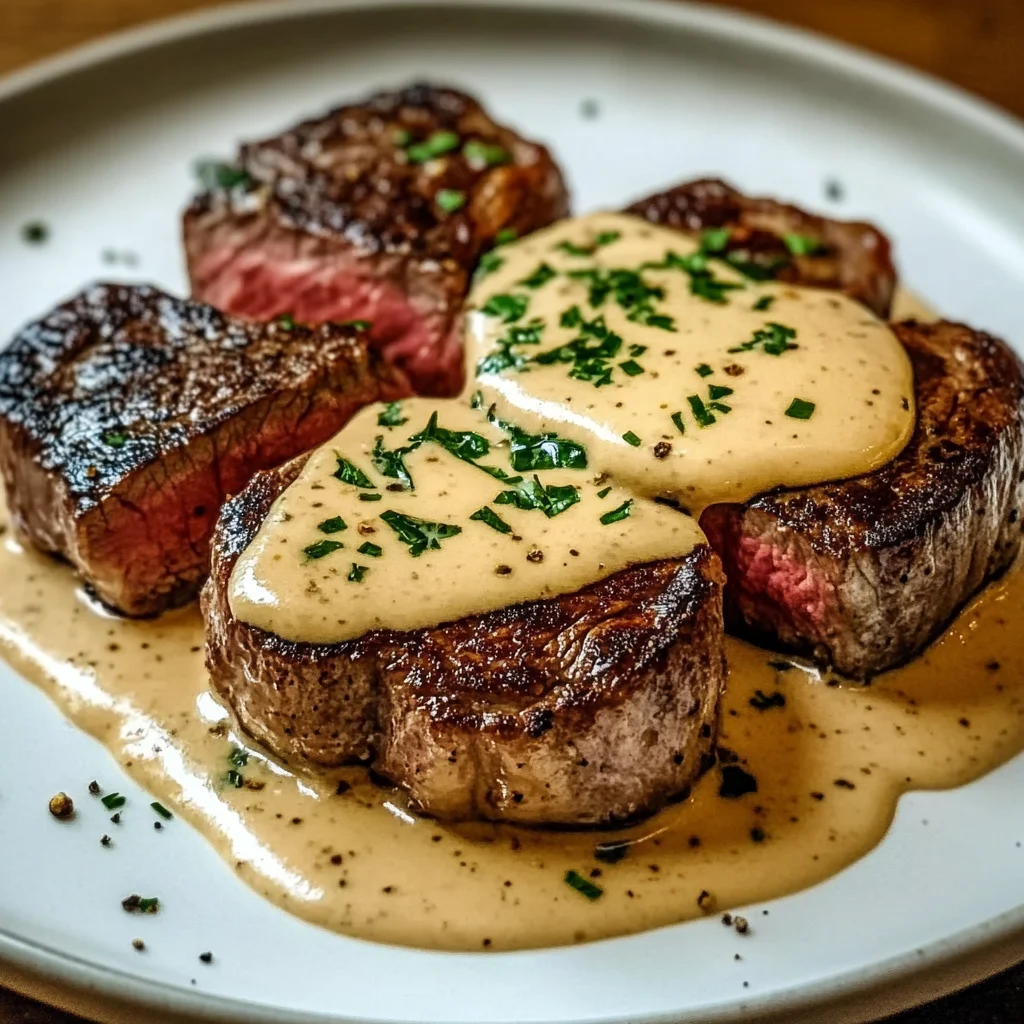 Juicy Steak with Creamy Garlic Sauce Recipe