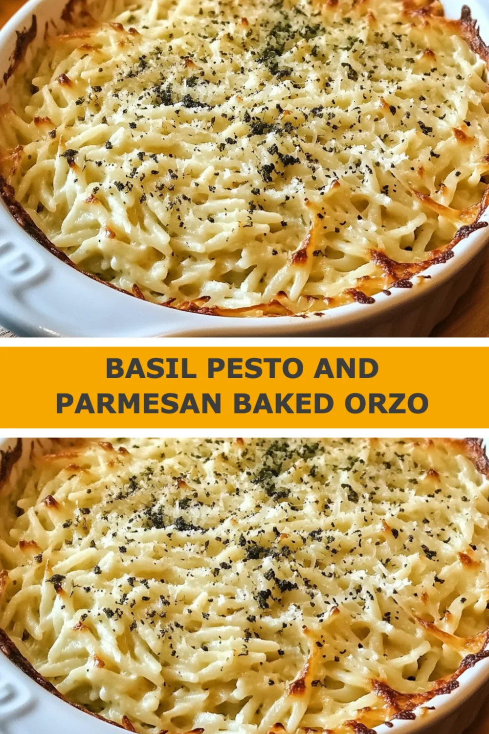 Delicious Basil Pesto and Parmesan Baked Orzo - A Comforting Italian Delight!