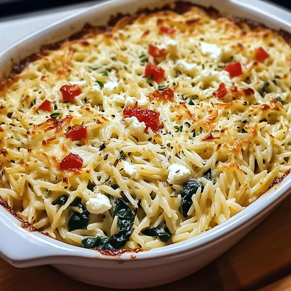 Mediterranean Spinach & Feta Orzo Bake Recipe