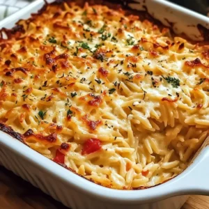 Roasted Red Pepper & Goat Cheese Orzo Bake Recipe